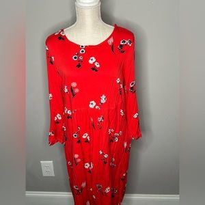 red spring dress with flowers
